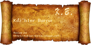 Kübler Barna névjegykártya
