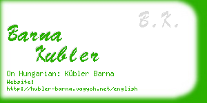 barna kubler business card